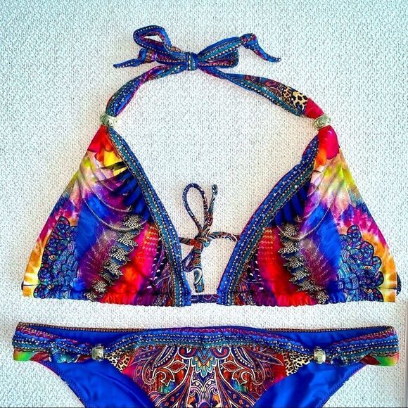 NWT CAMILLA Franks Crystal Beads Bikini Ball Psychedelica 2-Piece Swarov… - Picture 3 of 12